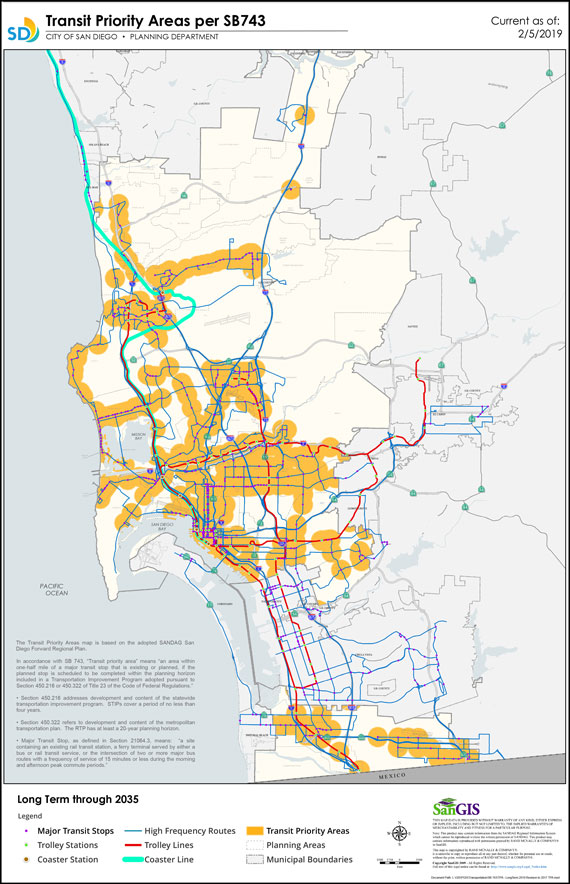 Photo of the transit priority areas in San Diego