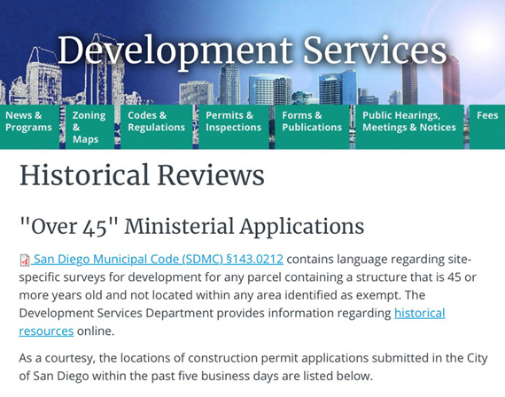 Development Services webpage