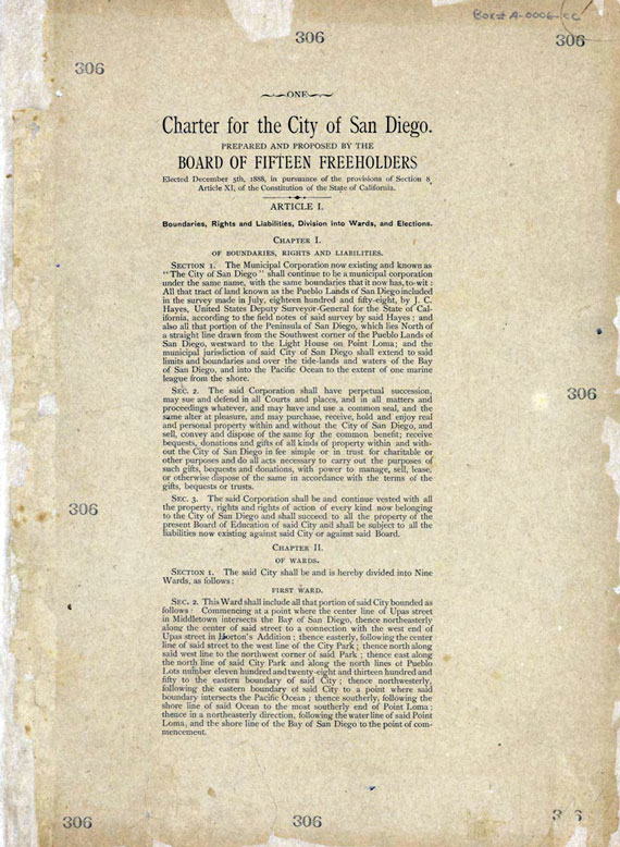 Charter for the city of San Diego