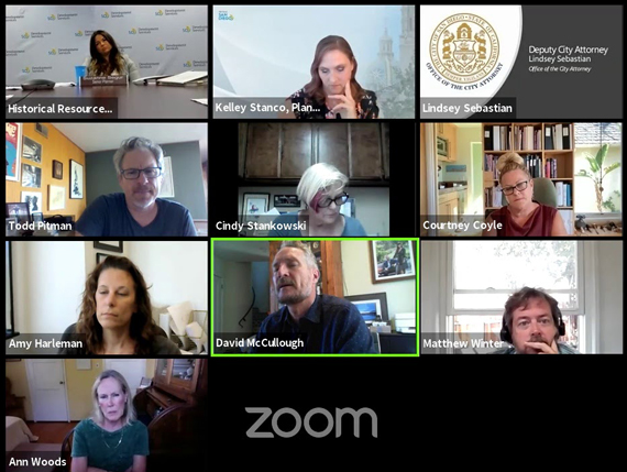 Photo of a zoom meeting with the Historical Resources Board
