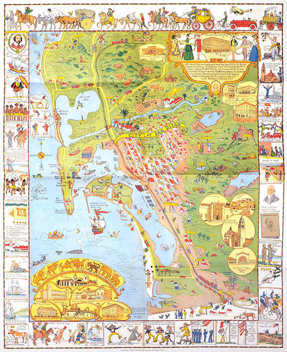 Jo Mora map of San Diego