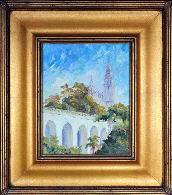 Photo of a painting of Balboa Park by Joan Boyer