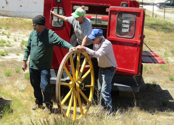 Photo of the fourth wheel made for the mud wagon.