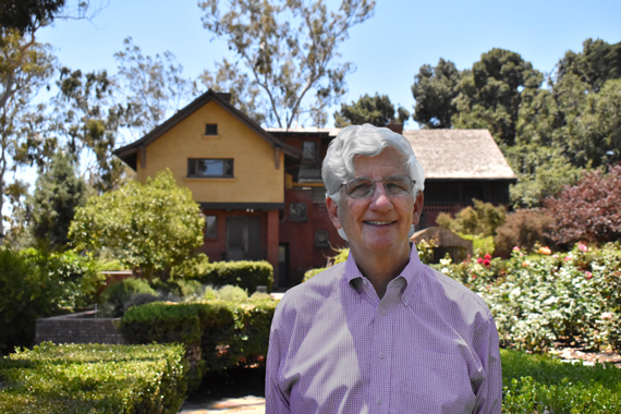 Photo of David Goldberg, SOHO board president, in the garden at the Marston House
