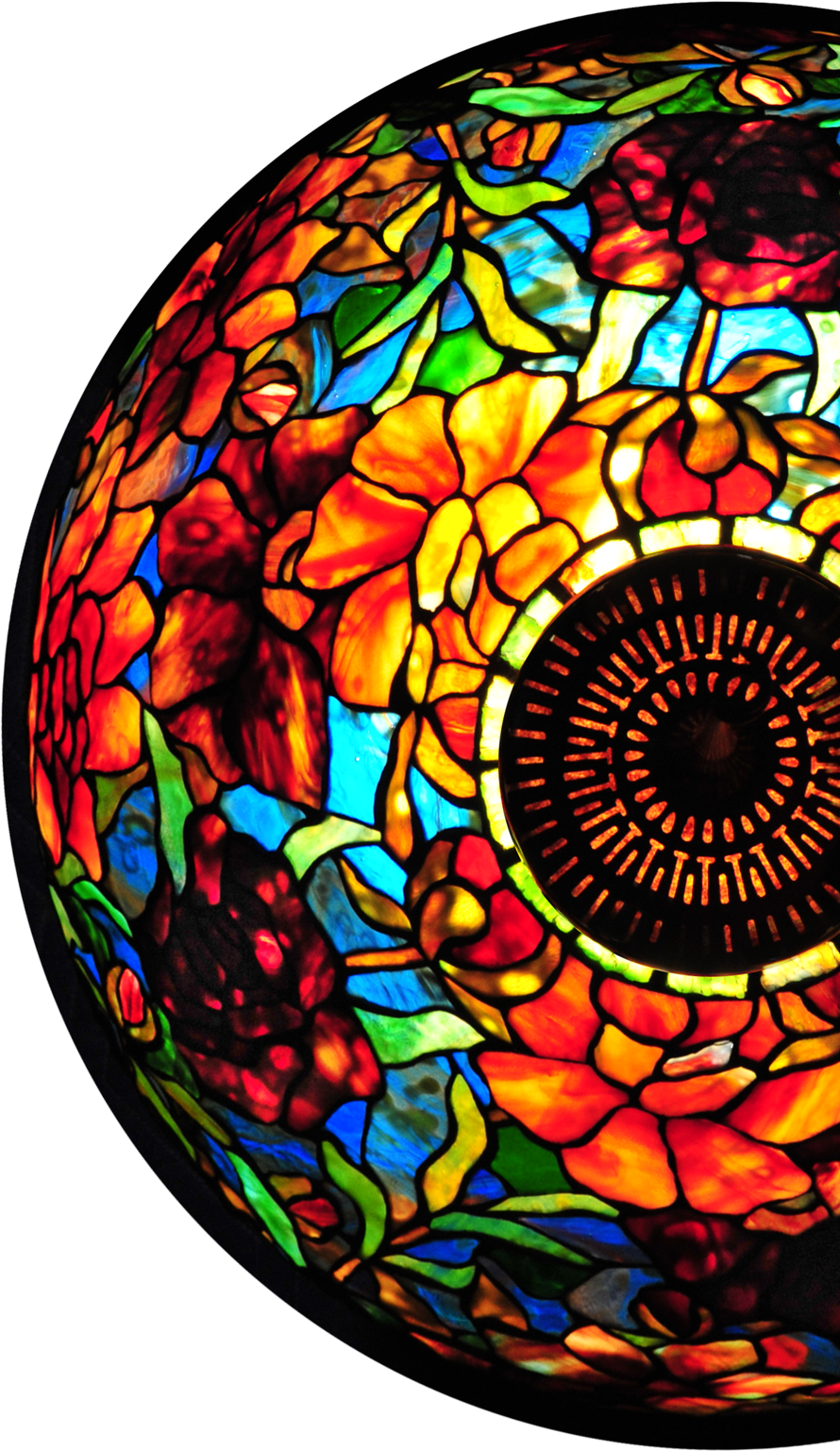 Photo of closeup detail of Tiffany lamp shade