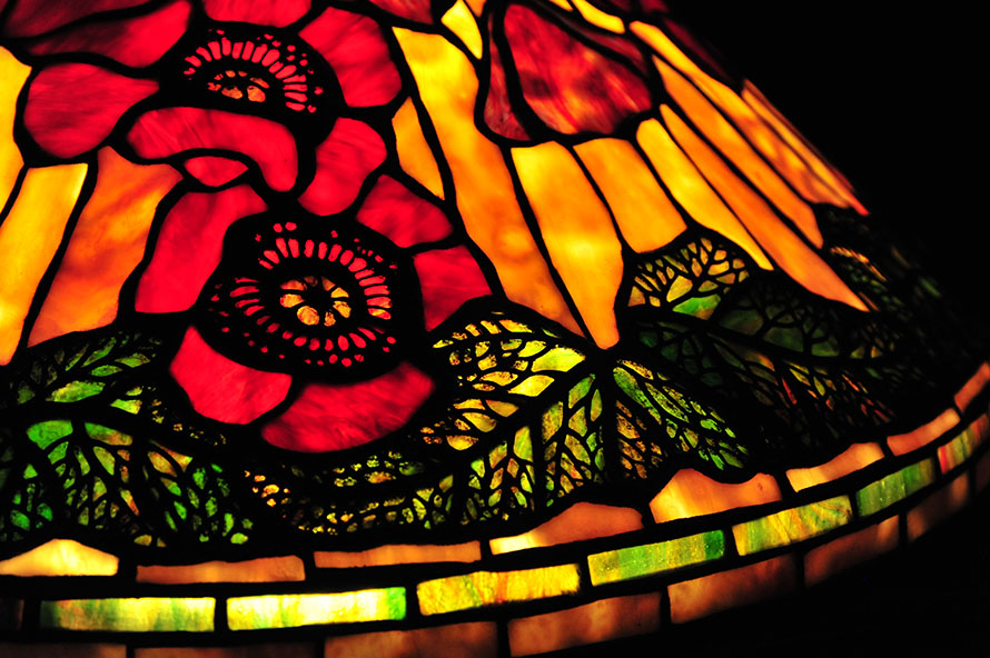 Photo of closeup detail of Tiffany lamp shade