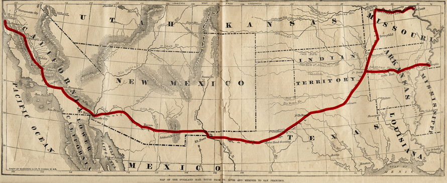 Map of the Butterfield stage routes