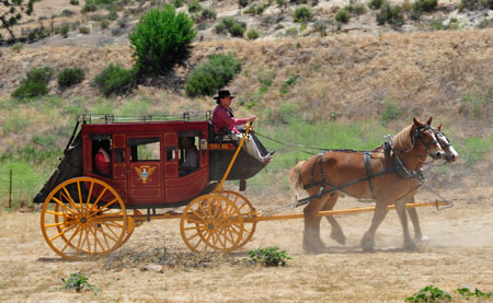 Hand colored 4-horse stage coach illustrated design. Rare Overland Mail by Butterfield Route originating in Hawaii.