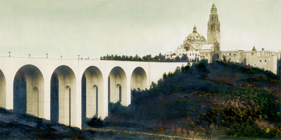 Historic photo of Cabrillo Bridge in Balboa Park