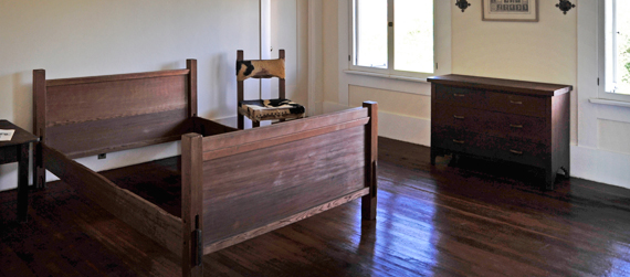 Irving Gill furniture exhibit at the Marston House