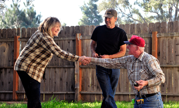 Photo of SOHO members helping to clean up the yard at Santa Ysabel Store, 2012