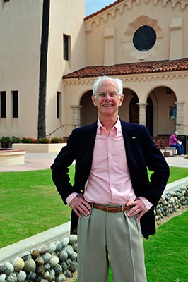 John Norris in front of St. James by the Sea Church in La Jolla