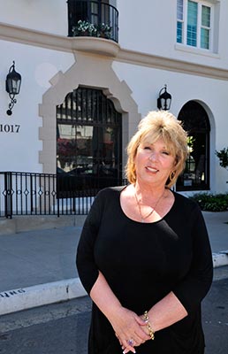 Ann Keyser in front of the Hotel Marisol Coronado