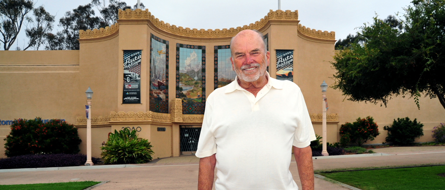 Robert Thiele in front of the San Diego Automotive Museum