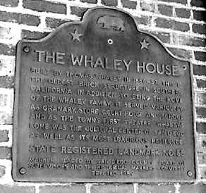 Whaley House plaque